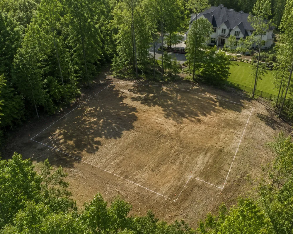 Aerial view of building lot