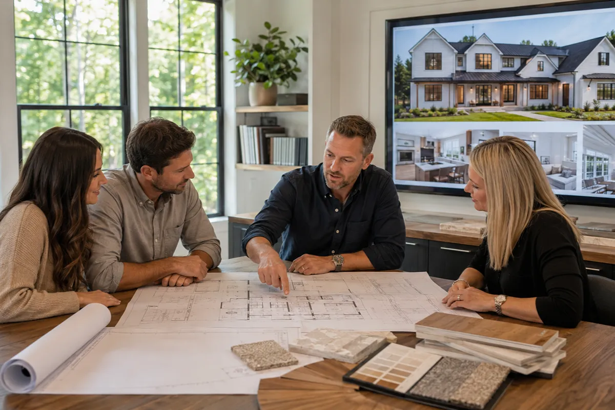 Couple designing their custom home
